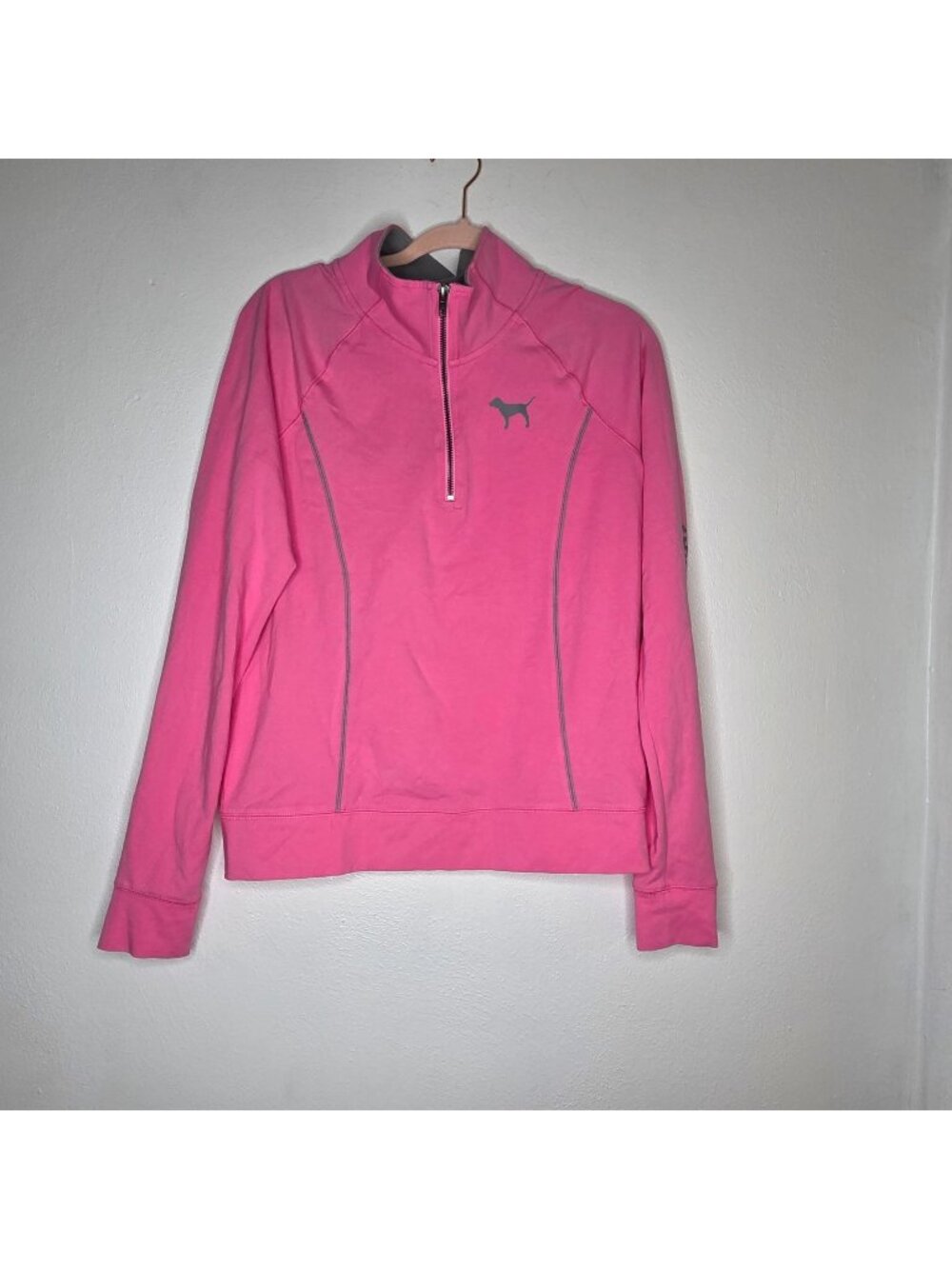 Pink Victoria's Secret Yoga Half-Zip Pullover Sweatshirt Pink Size M Dog Logo St